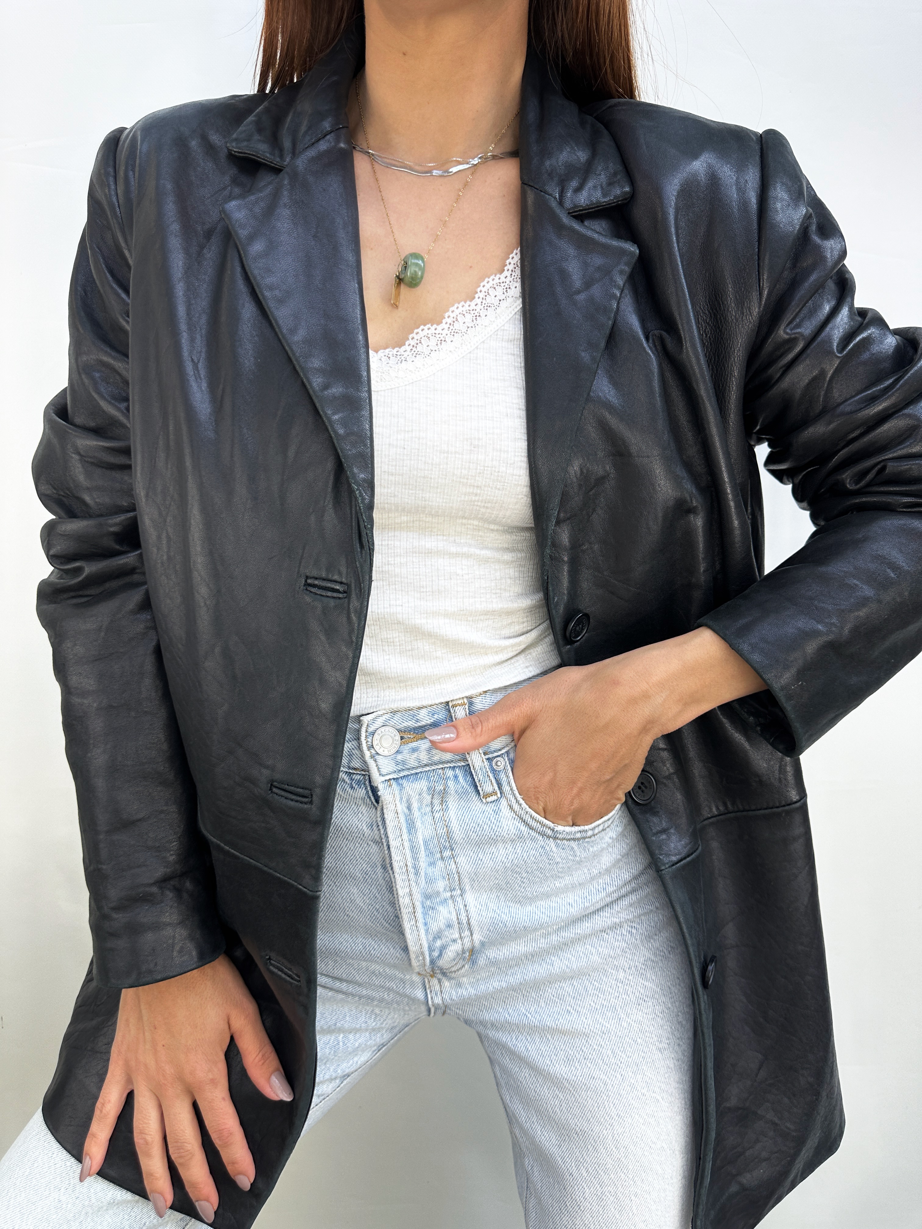 CHAQUETA CUERO NEGRA I S-M 7