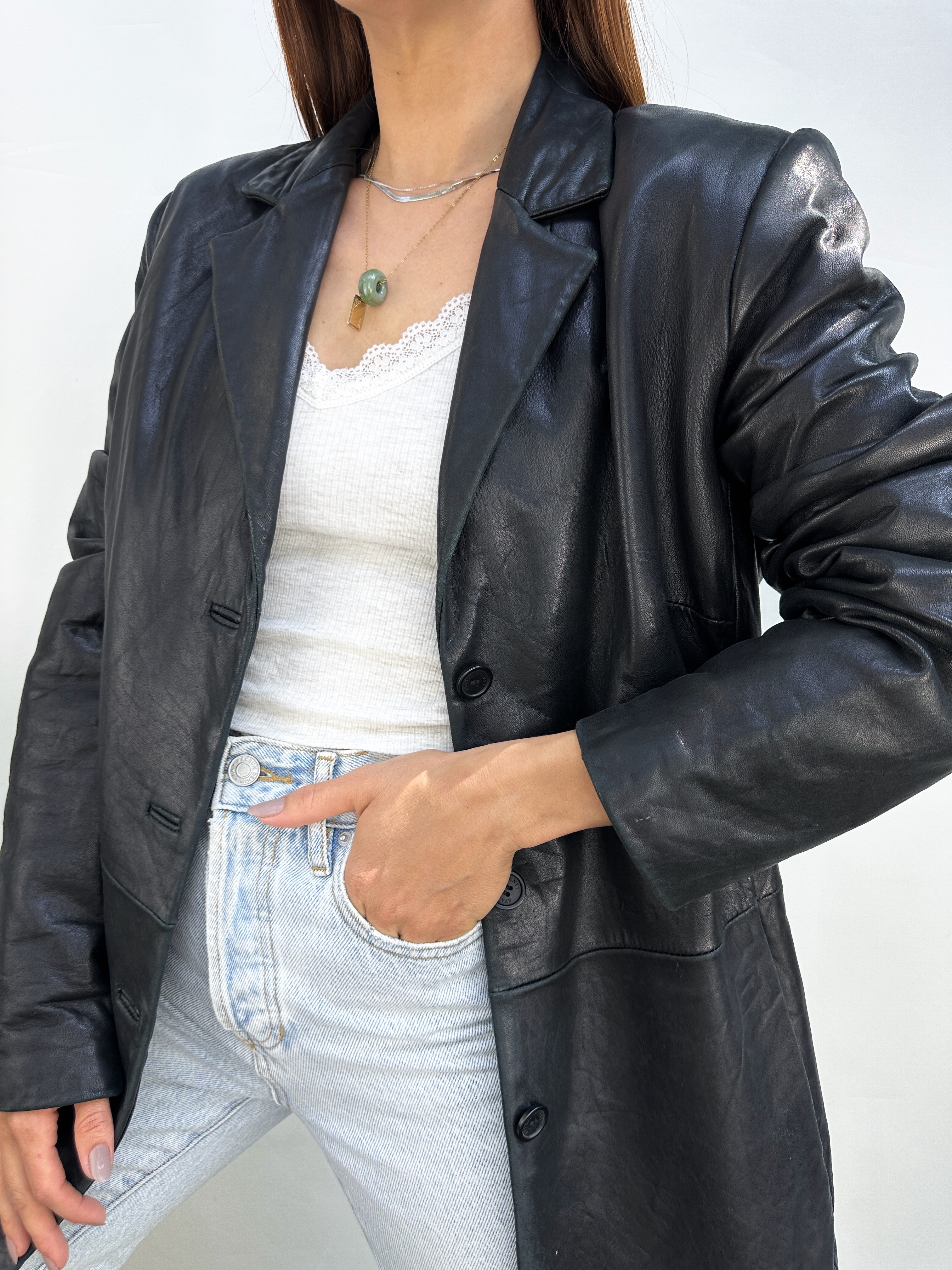 CHAQUETA CUERO NEGRA I S-M 9