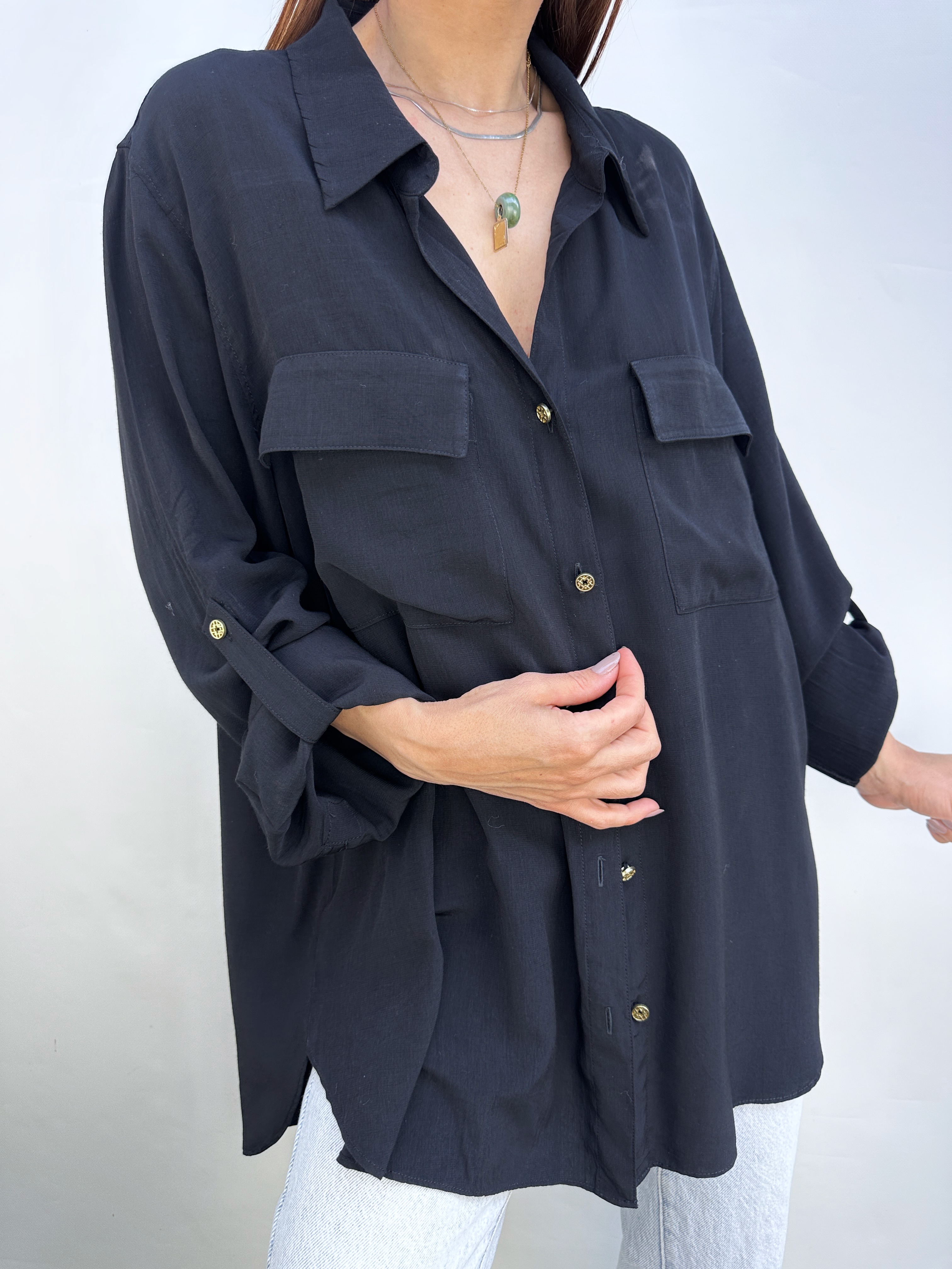 BLUSA NEGRA I RAYÓN BLEND I L 3