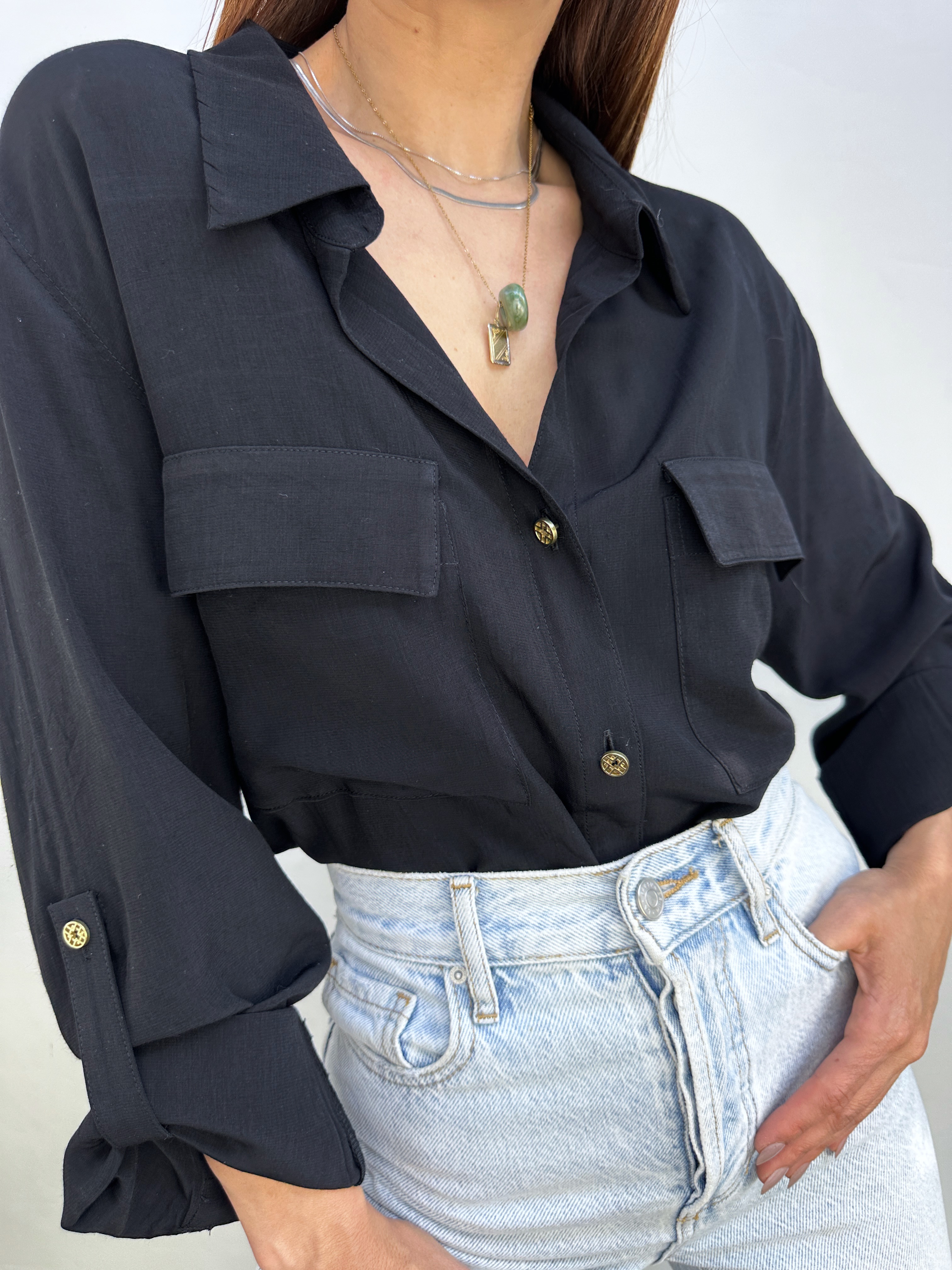 BLUSA NEGRA I RAYÓN BLEND I L 5