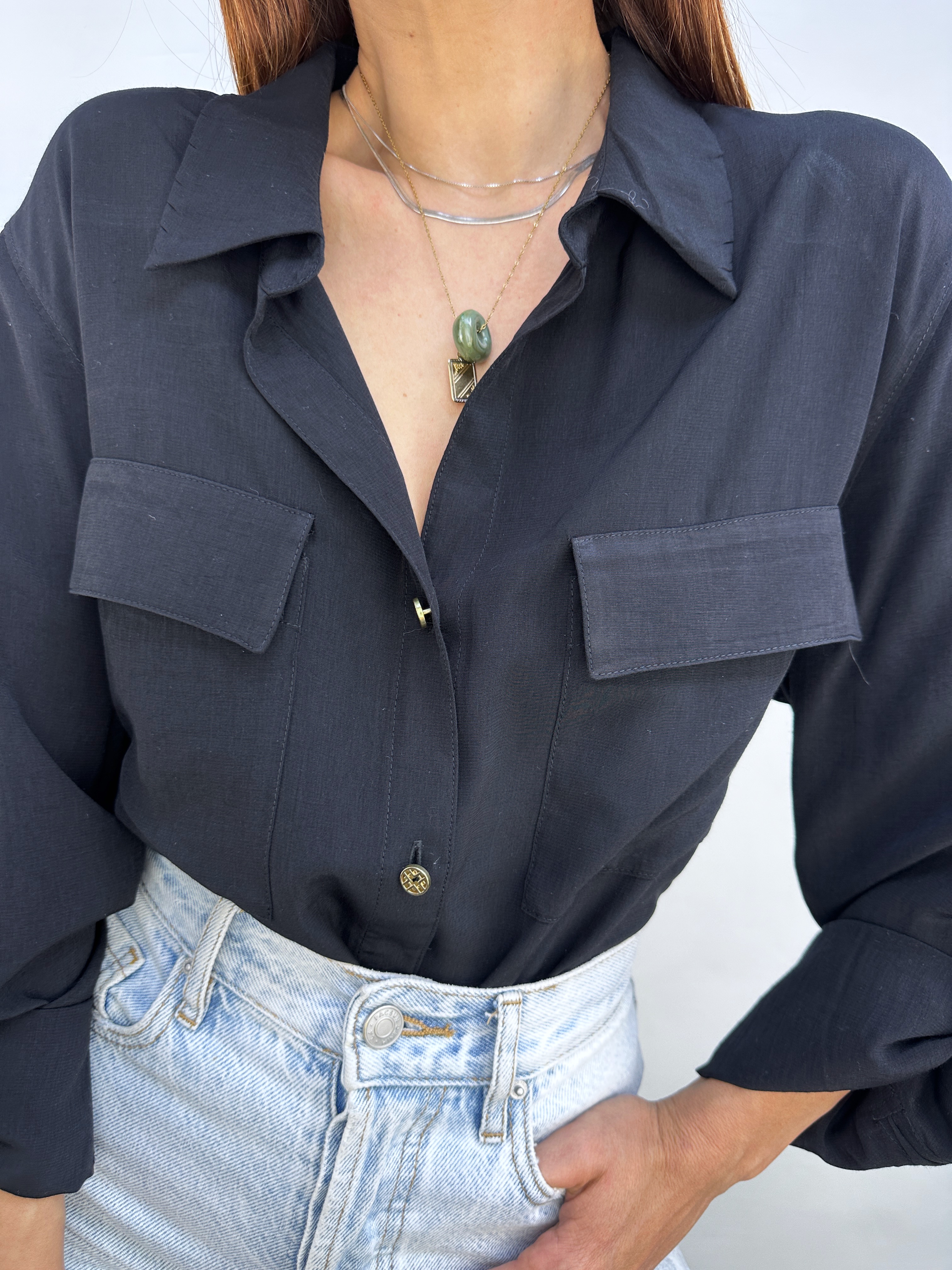 BLUSA NEGRA I RAYÓN BLEND I L 6