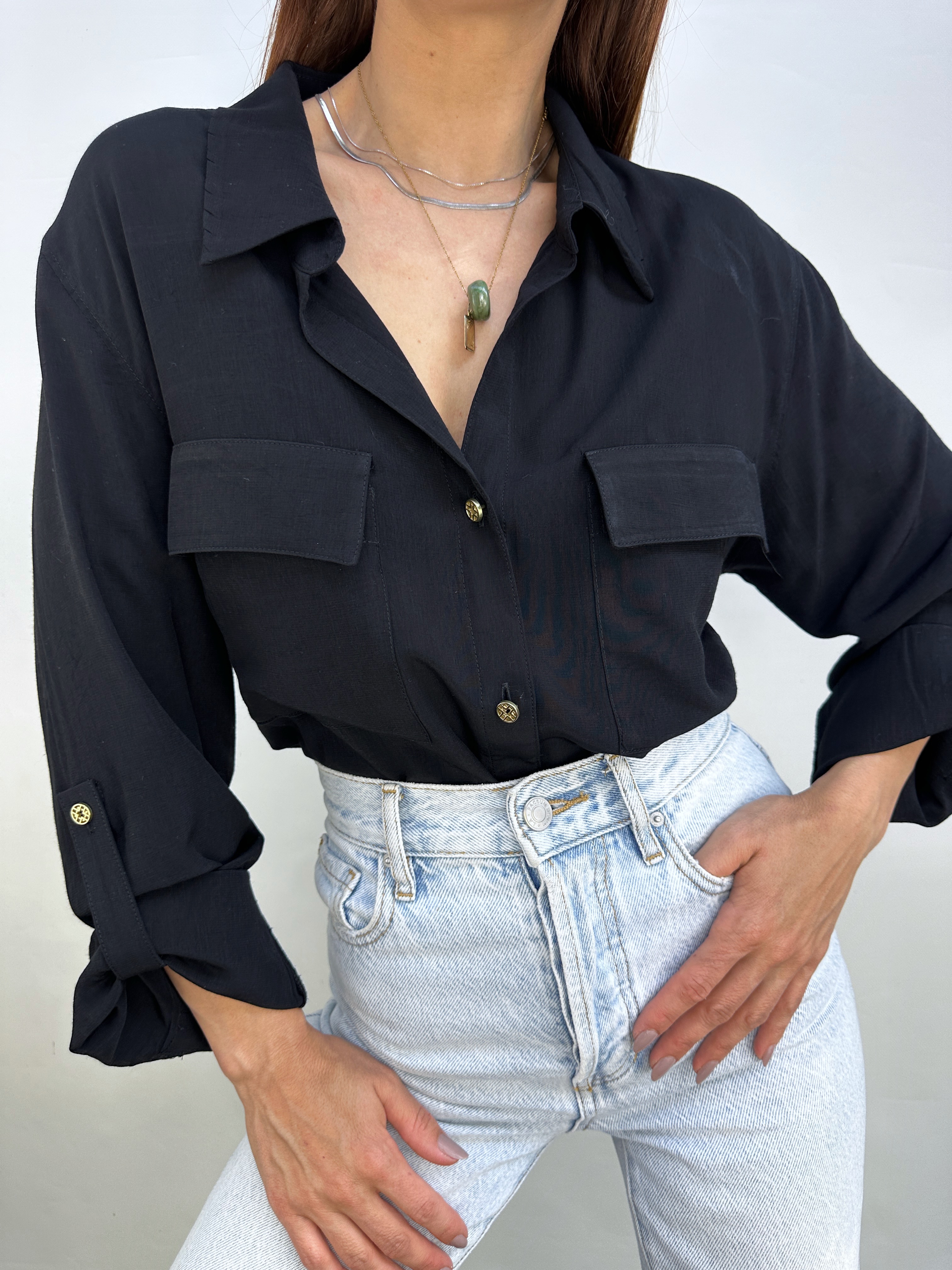 BLUSA NEGRA I RAYÓN BLEND I L 7