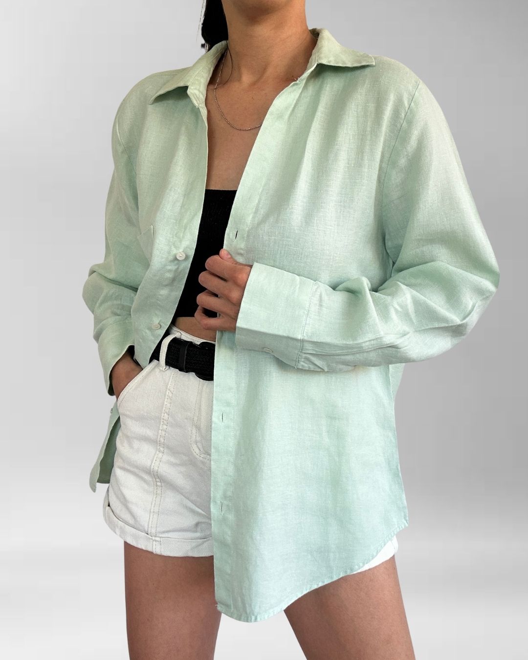 BLUSA LINO VERDE AGUA | L  2