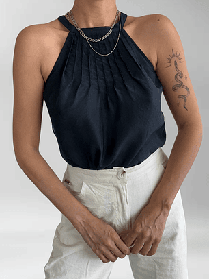 TOP SEDA HALTER NEGRO | S