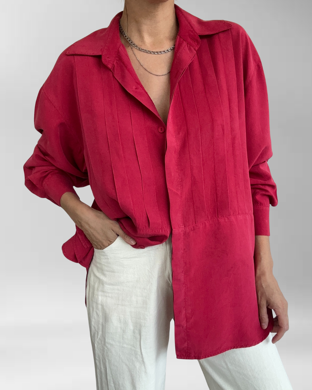 BLUSA ROJA PLISADA SEDA | L-2XL 4