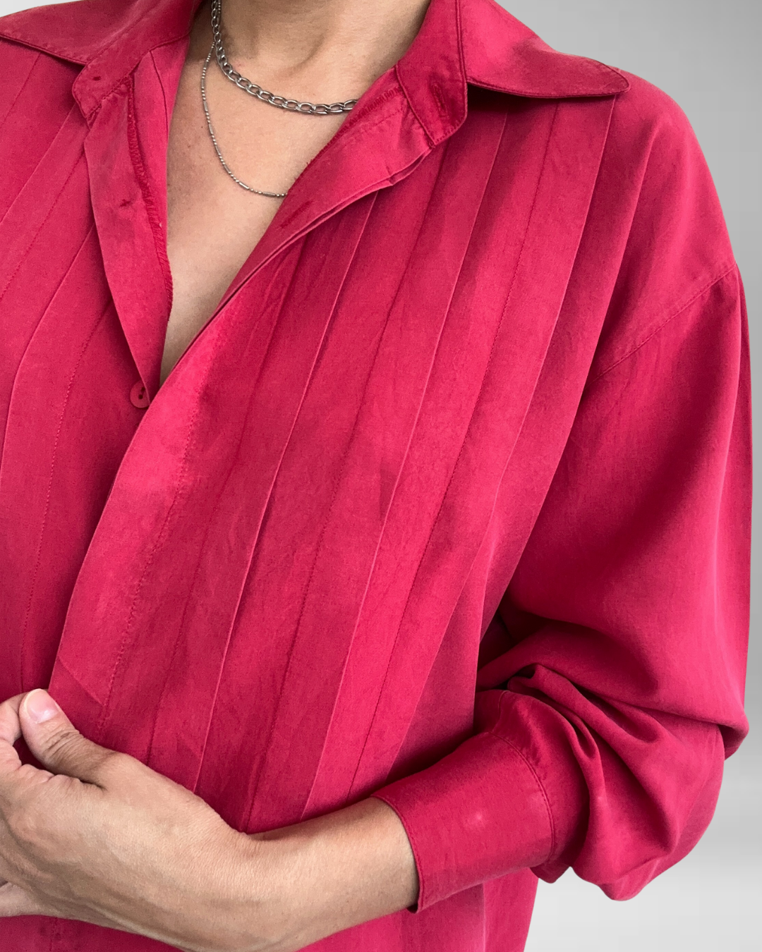 BLUSA ROJA PLISADA SEDA | L-2XL 8