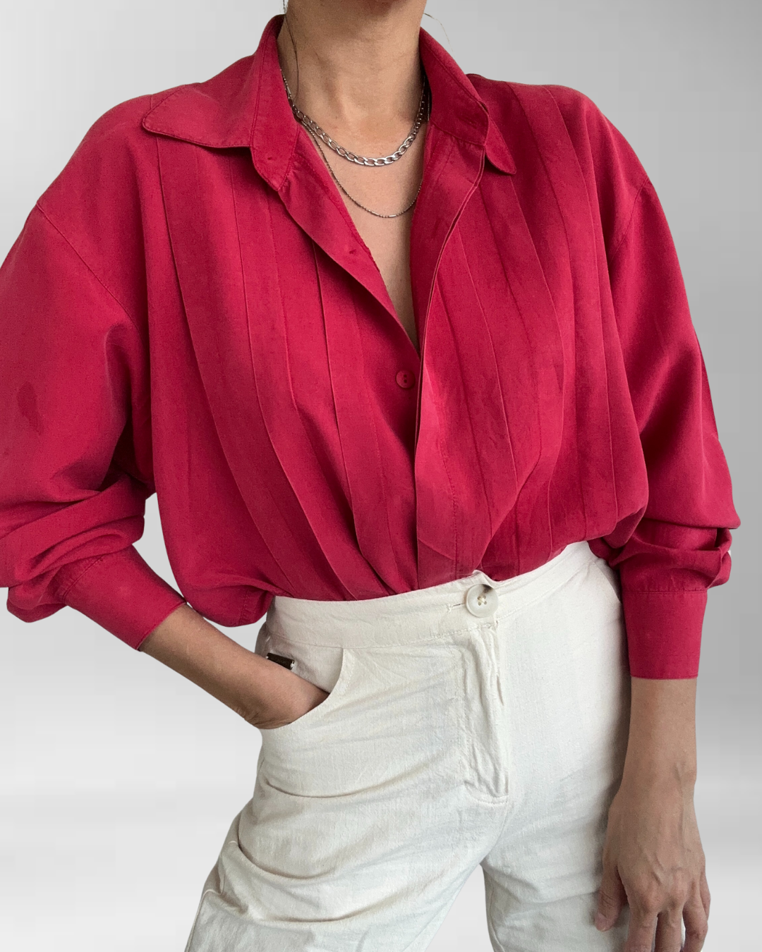 BLUSA ROJA PLISADA SEDA | L-2XL 1