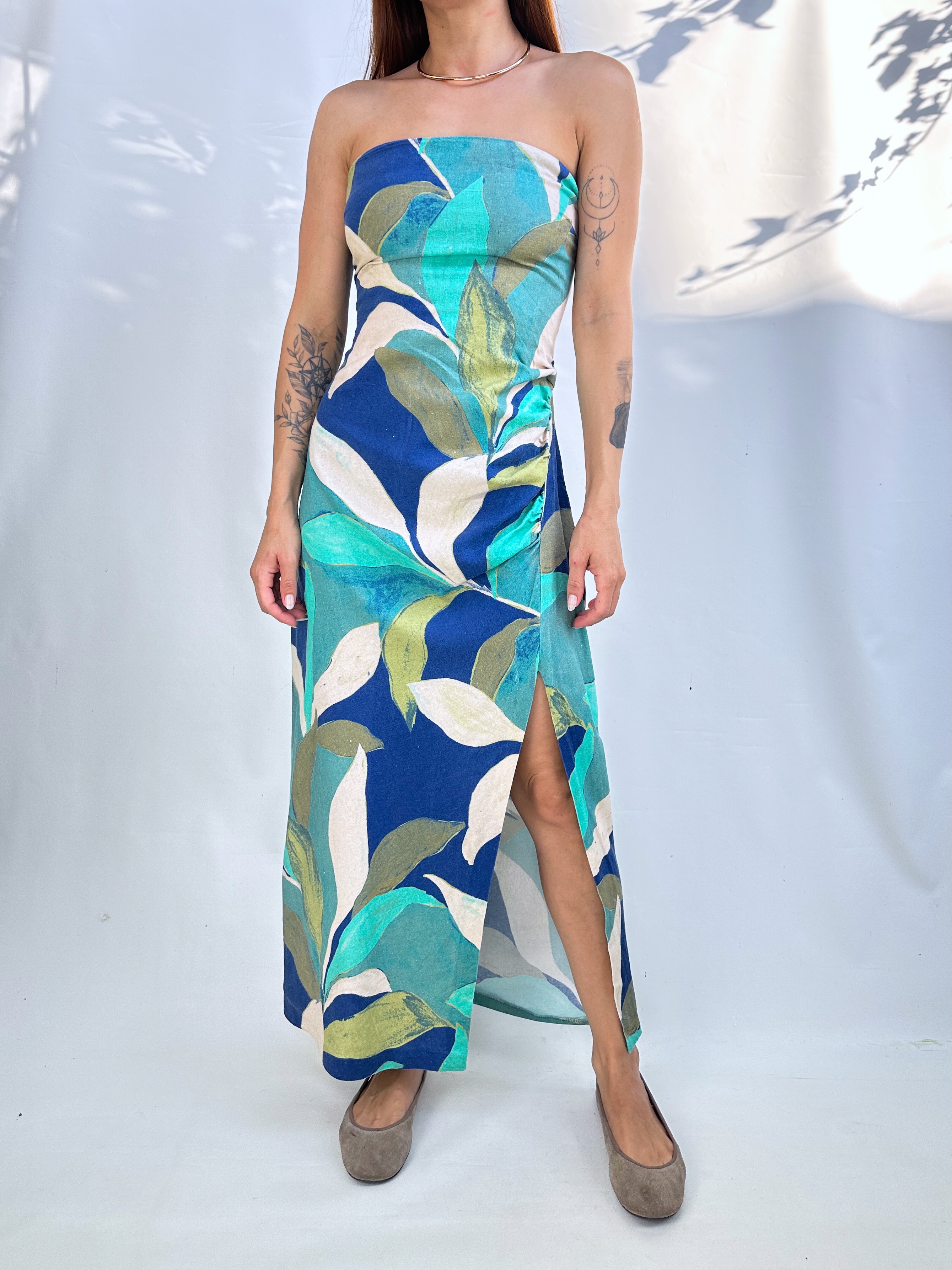 VESTIDO STRAPLESS I LINO-ALGODÓN I S-M 1