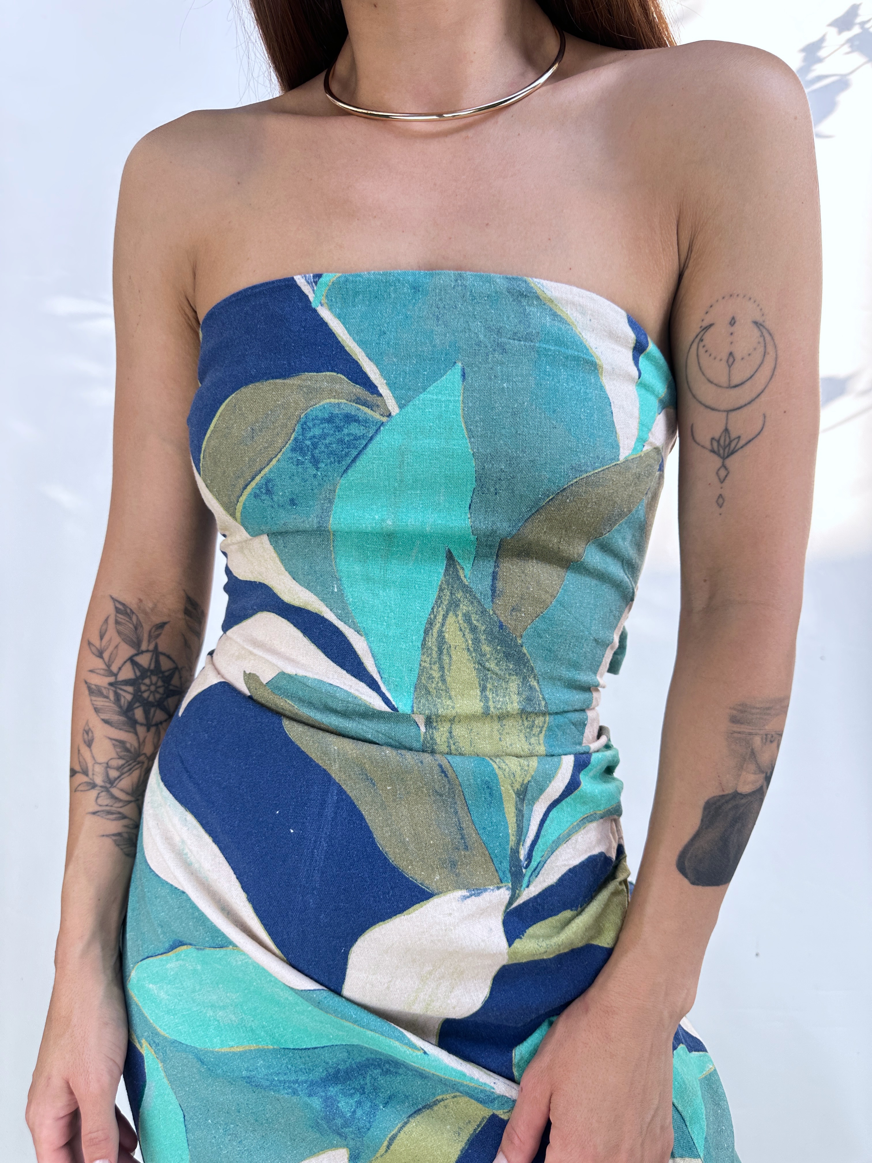 VESTIDO STRAPLESS I LINO-ALGODÓN I S-M 6