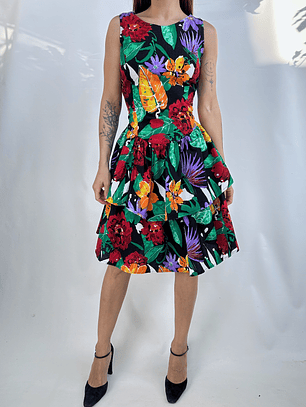 VESTIDO VINTAGE TROPICAL I ALGODÓN I S-M