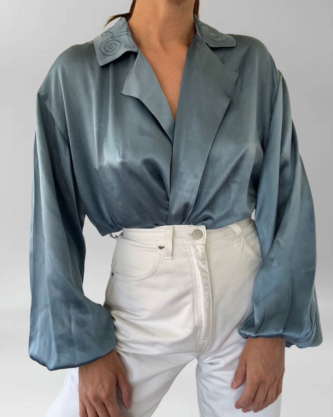 BLUSA SEDA VINTAGE BORDADA I M-L 2