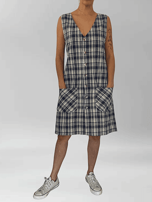 VESTIDO VINTAGE I LINO-ALGODÓN I L-XL