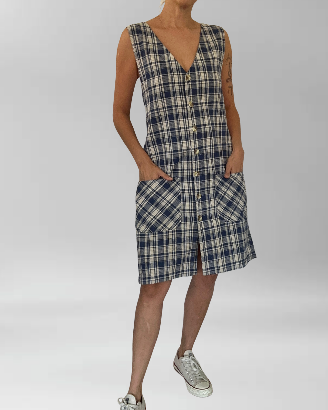 VESTIDO VINTAGE I LINO-ALGODÓN I L-XL 2