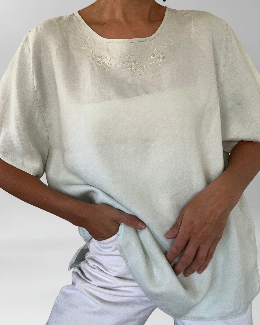 POLERA VERDE AGUA I LINO I L-XL  2