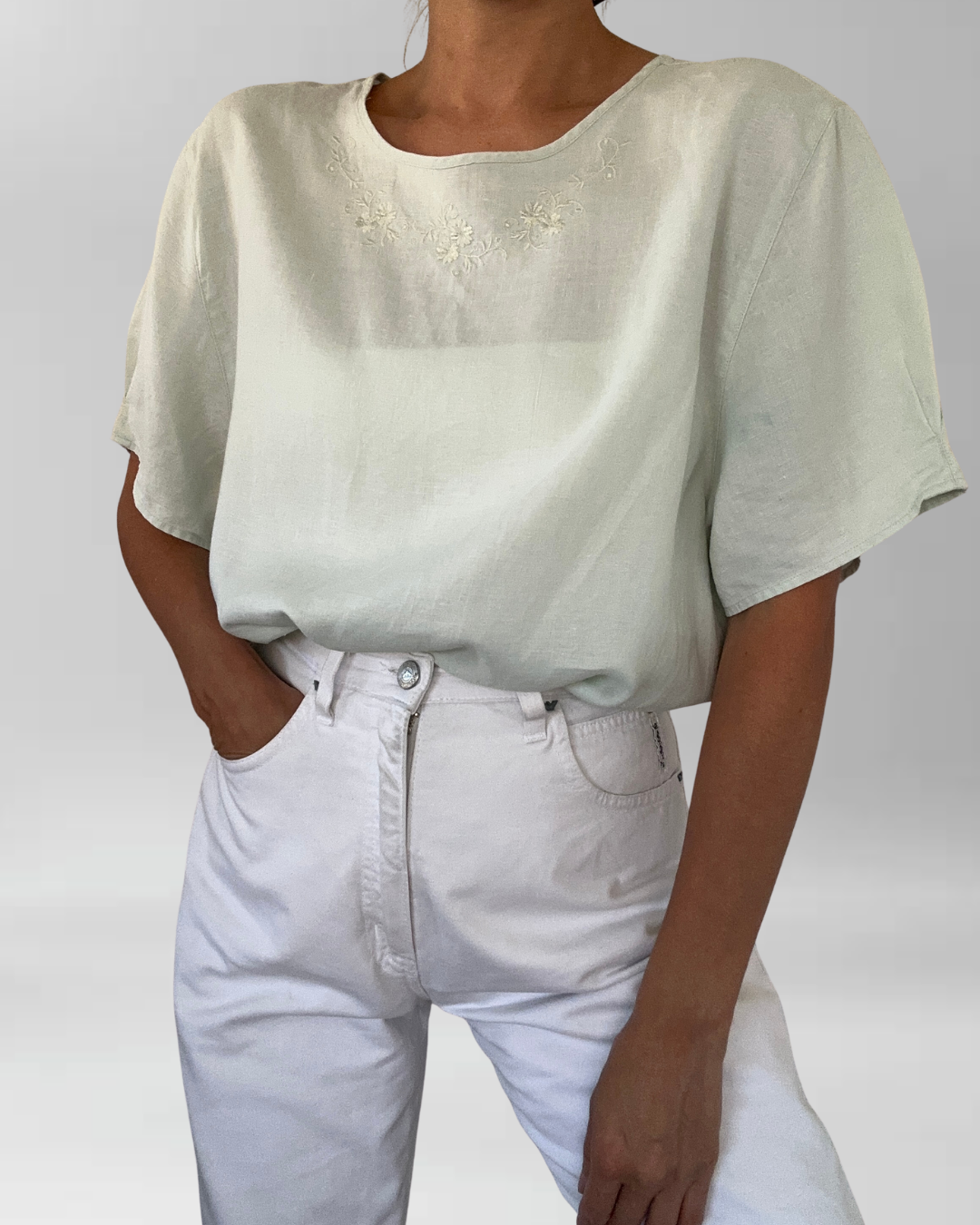 POLERA VERDE AGUA I LINO I L-XL  1