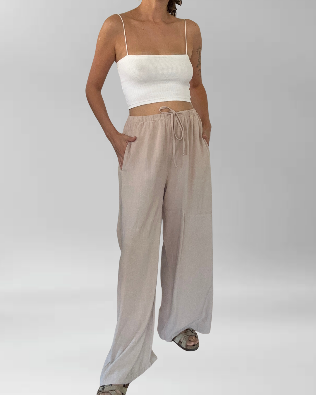 PANTALÓN CAQUI I ALGODÓN-LINO I M-L 2