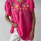 POLERA SEDA FUCSIA BORDADA I M-L - Miniatura 1