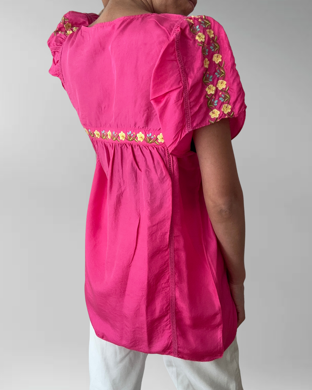 POLERA SEDA FUCSIA BORDADA I M-L 5