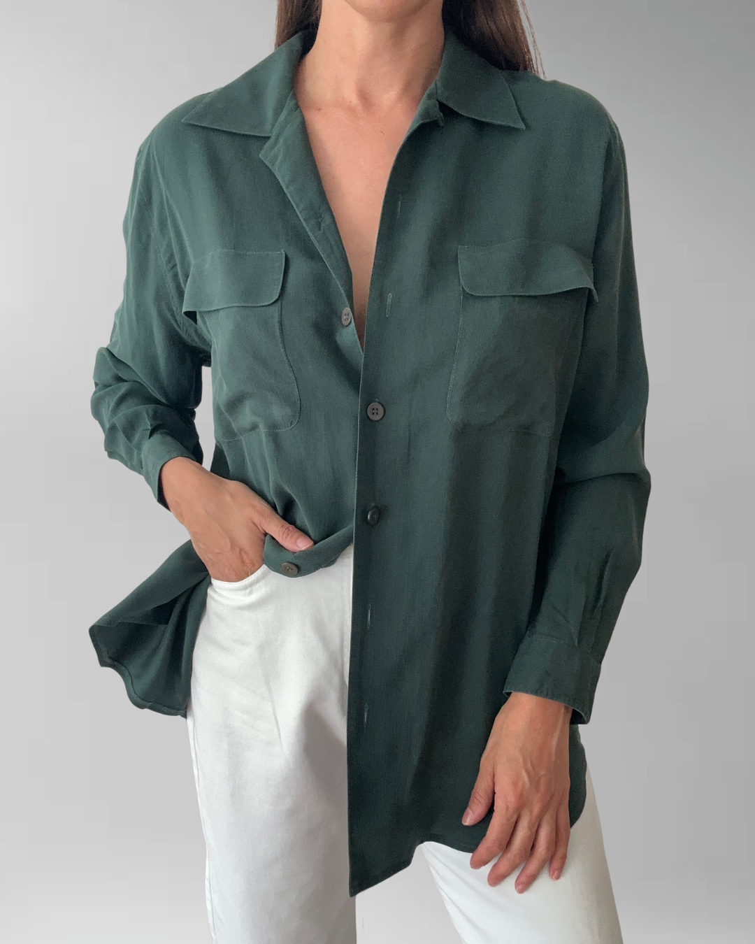CAMISA SEDA VERDE PINO I S-M 2