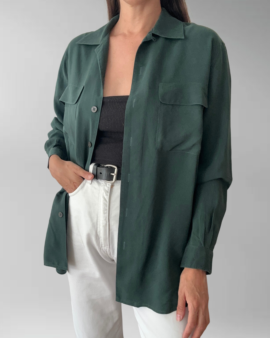 CAMISA SEDA VERDE PINO I S-M 7