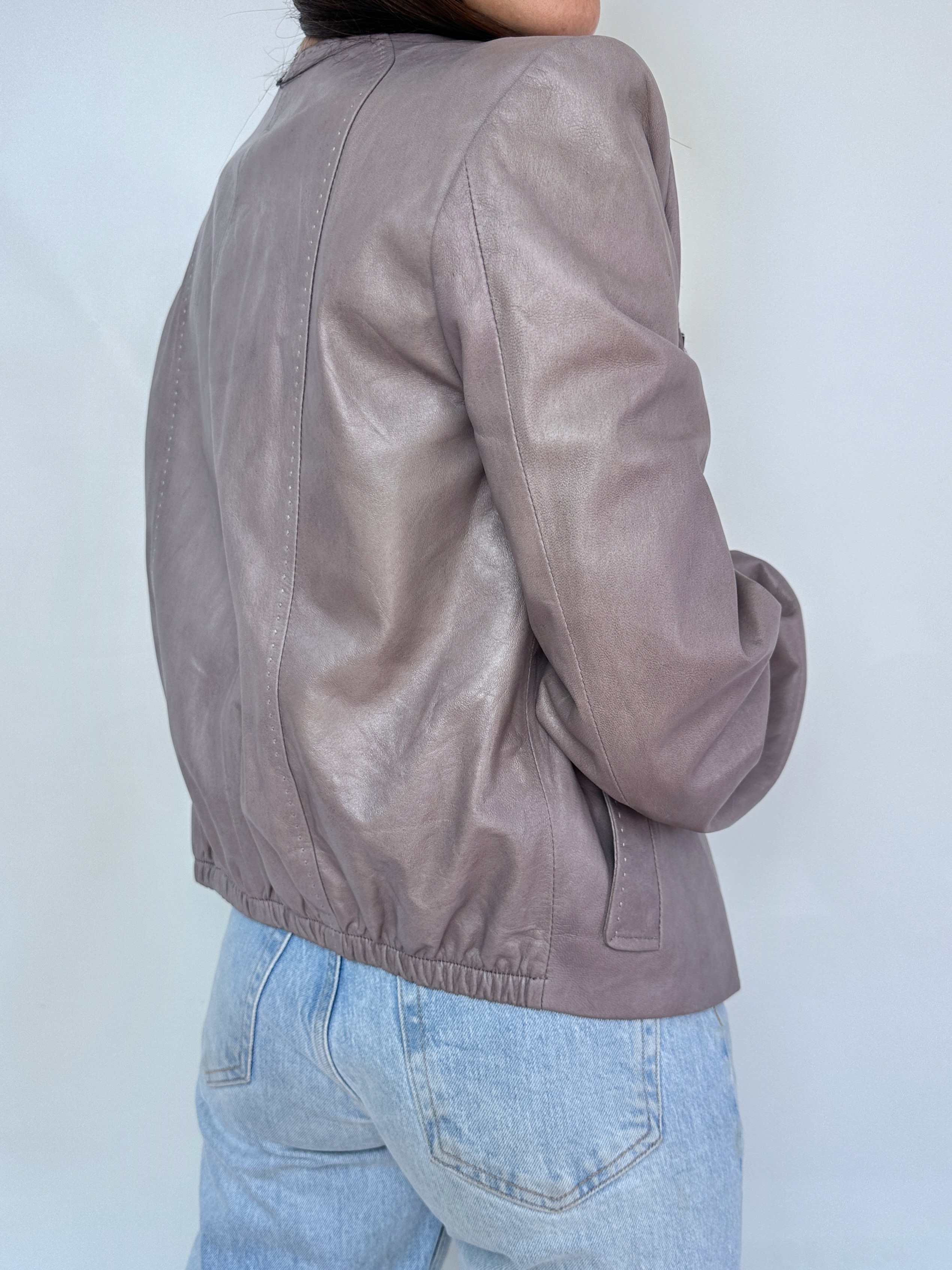 CHAQUETA CUERO ROSA PALO I S  5