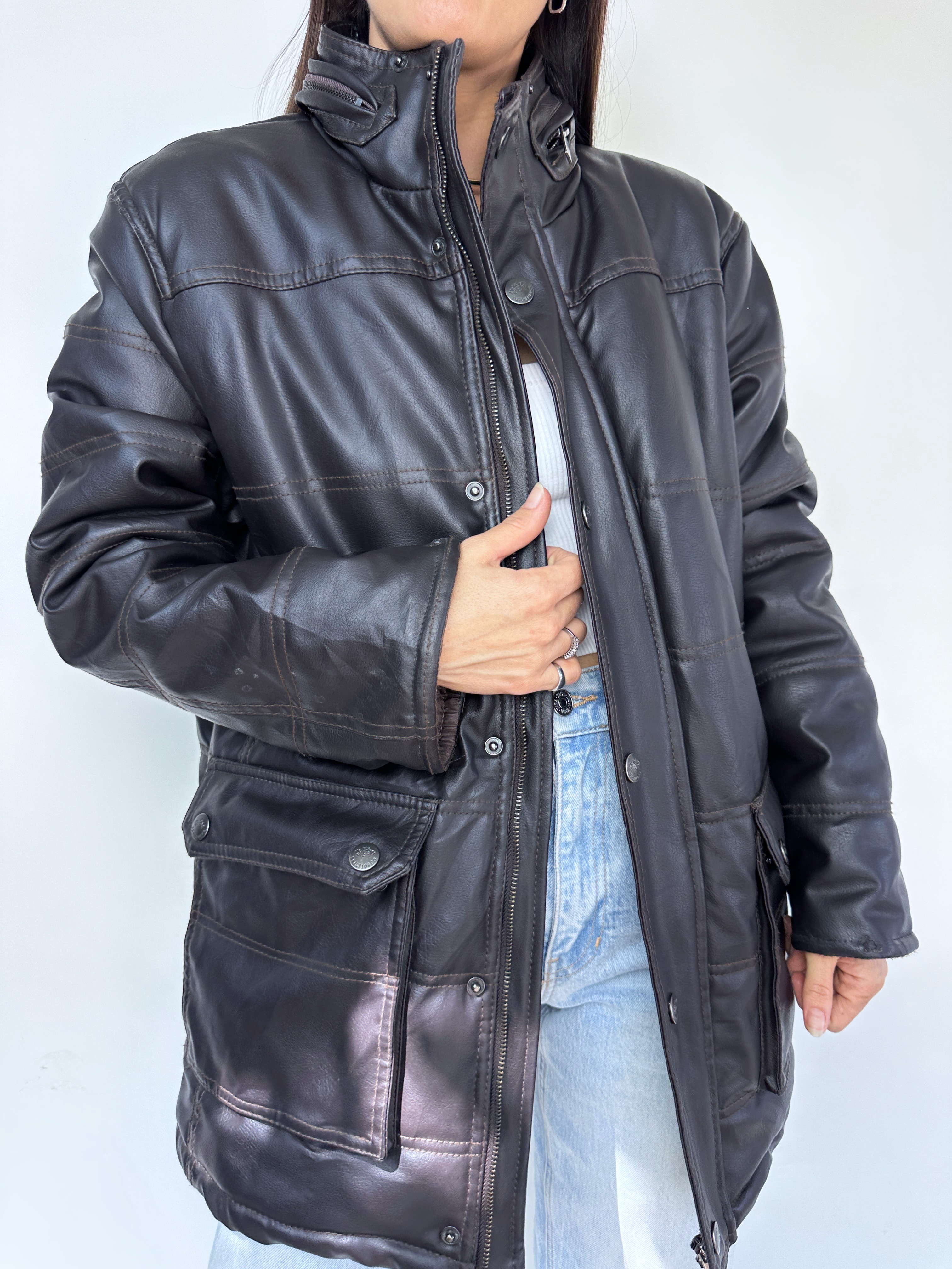 CHAQUETA CUERO CHOCOLATE I L-XL  6