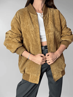 CHAQUETA CUERO CAMEL I XL-3XL