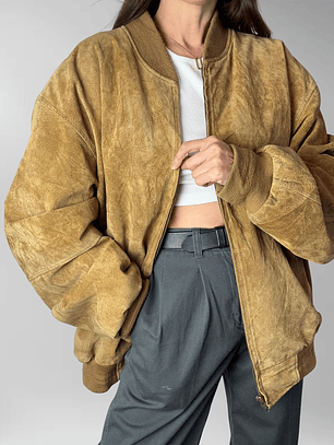 CHAQUETA CUERO CAMEL I XL-3XL