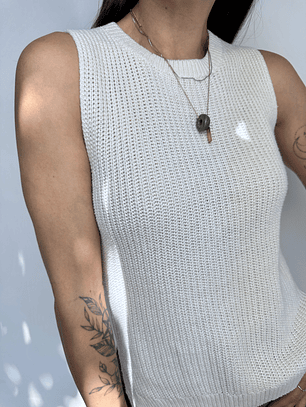 SWEATER VEST CREMA I ALGODÓN BLEND I S