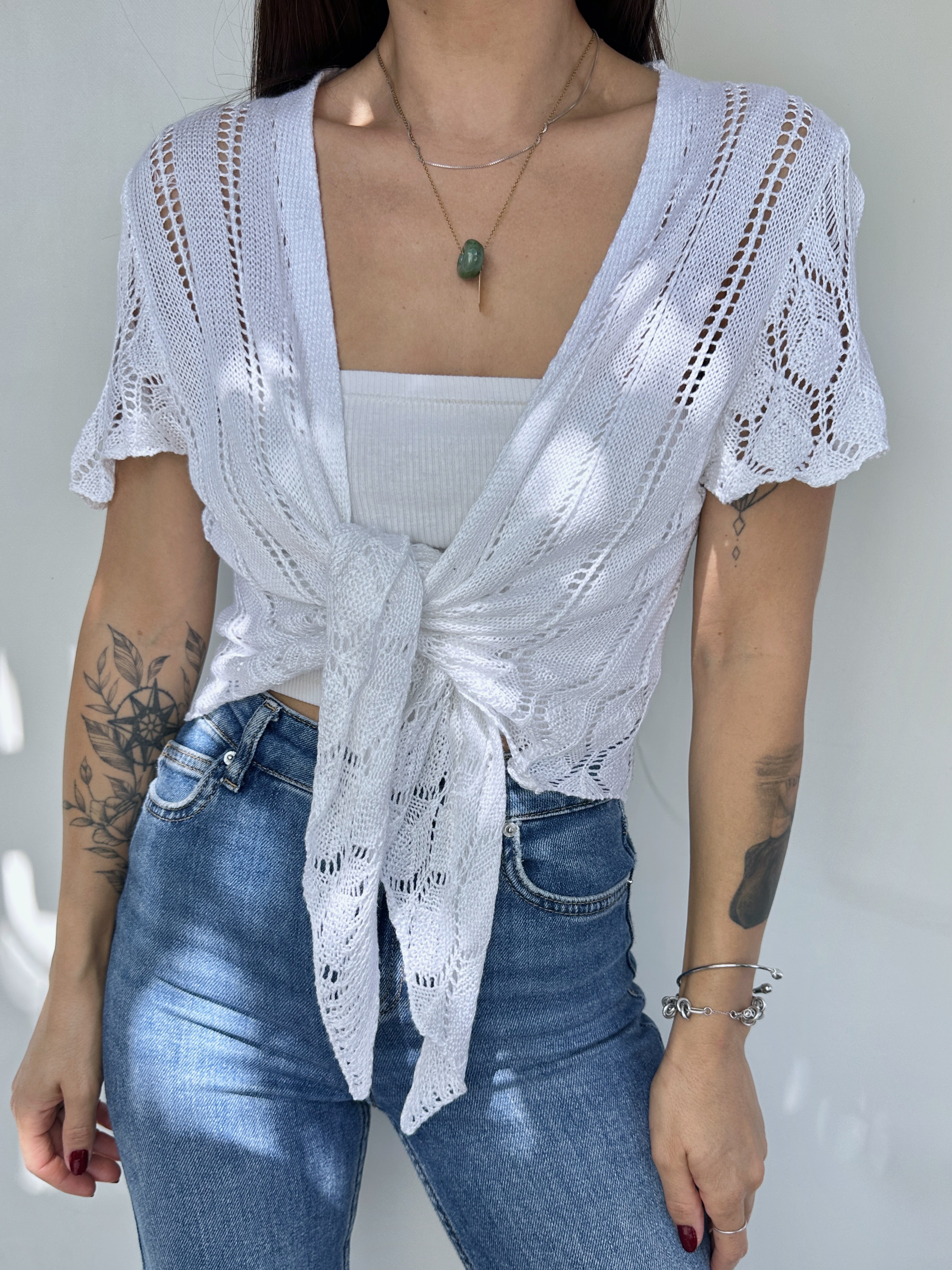 CHALECO TAPADO TEJIDO BLANCO I M 2