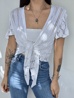 CHALECO TAPADO TEJIDO BLANCO I M