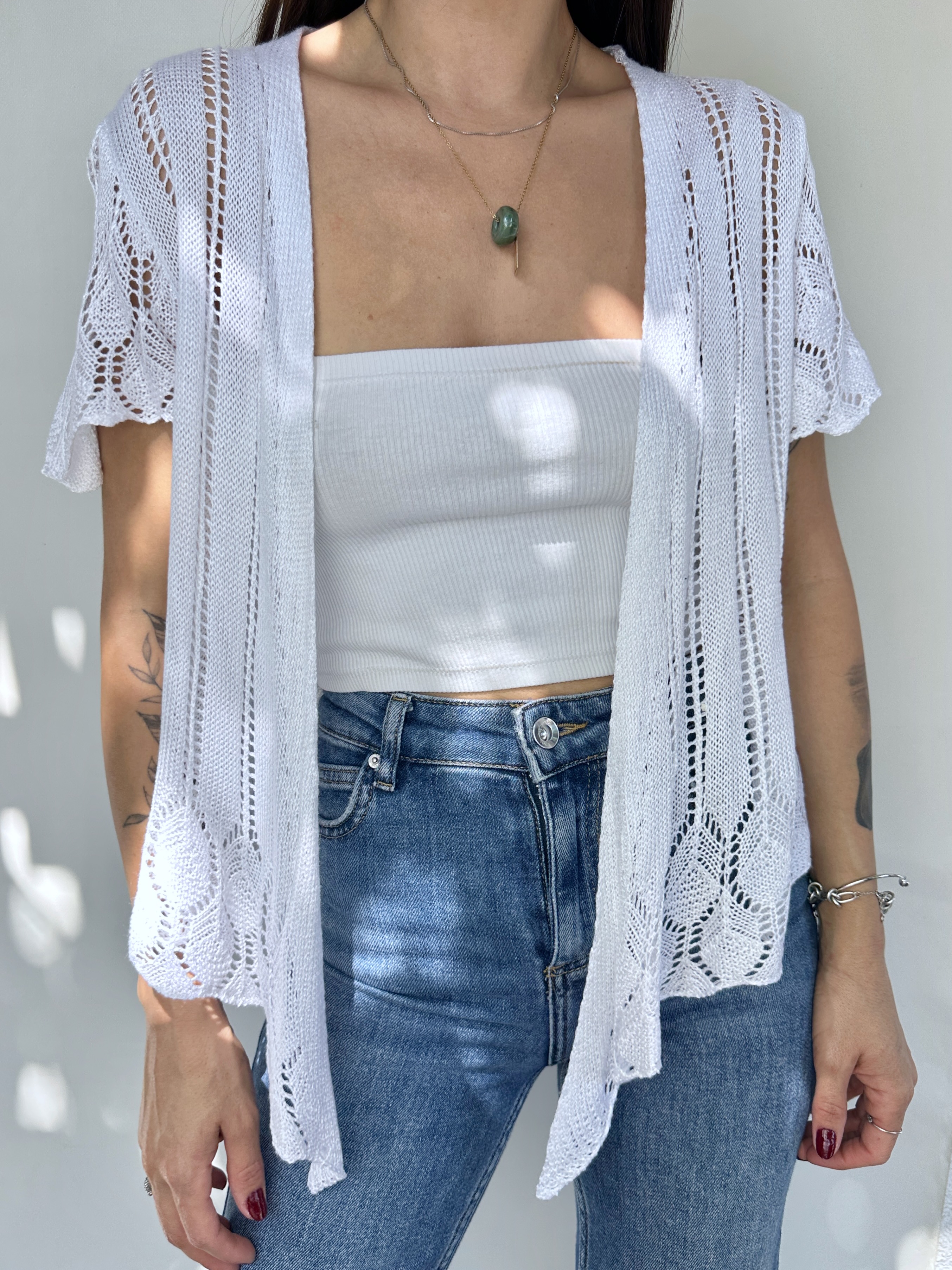 CHALECO TAPADO TEJIDO BLANCO I M 4