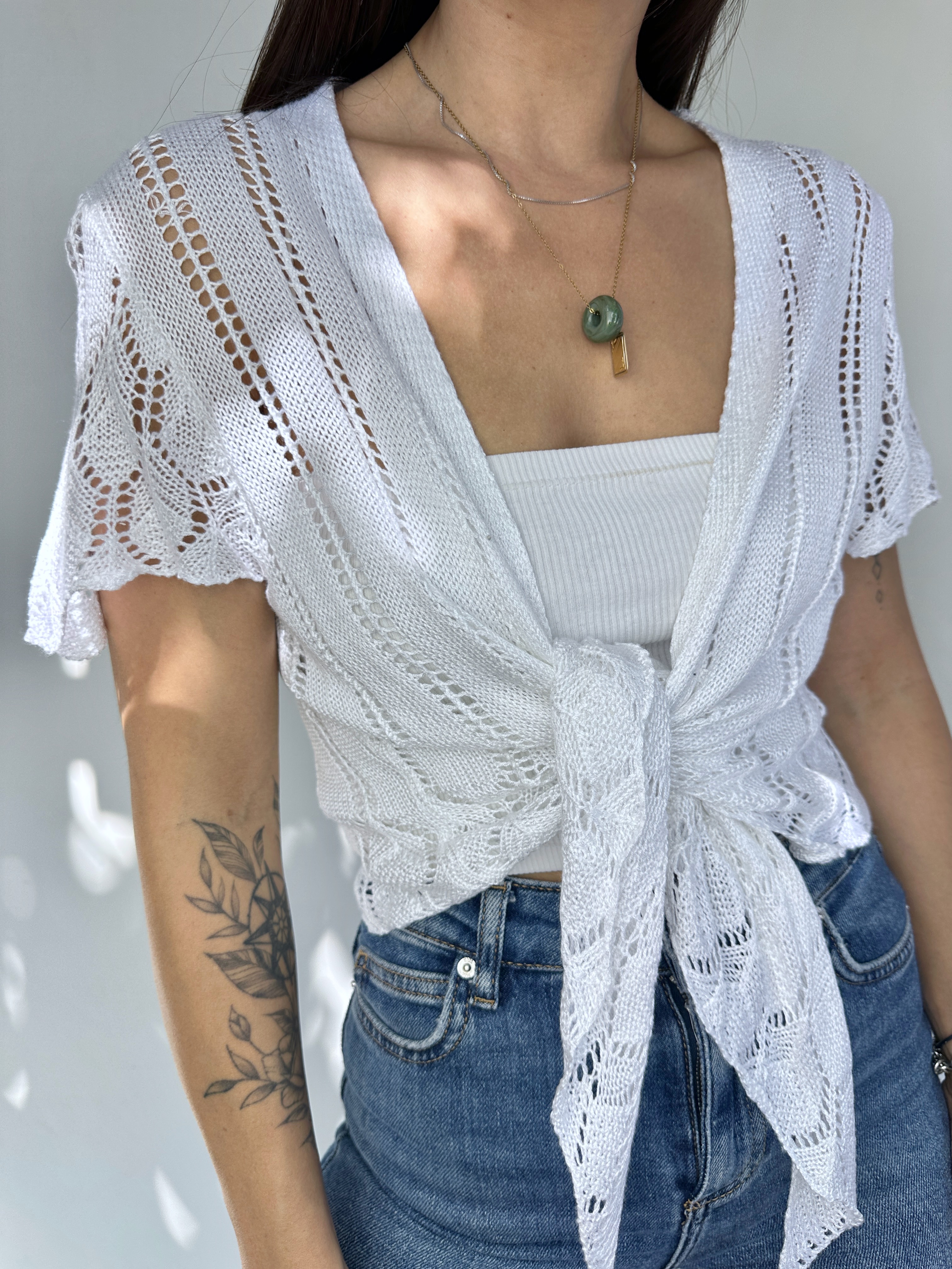 CHALECO TAPADO TEJIDO BLANCO I M 5