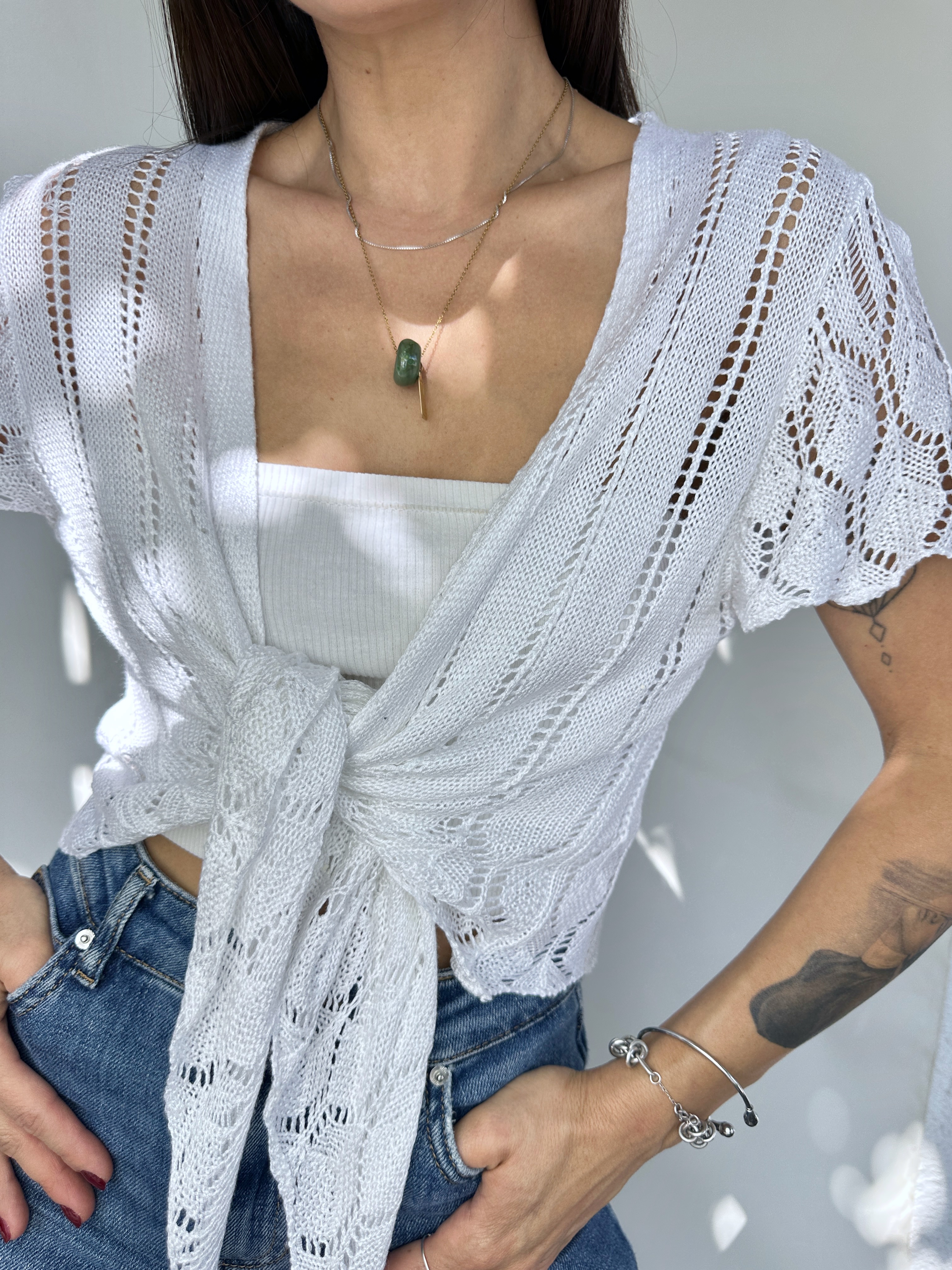 CHALECO TAPADO TEJIDO BLANCO I M 6