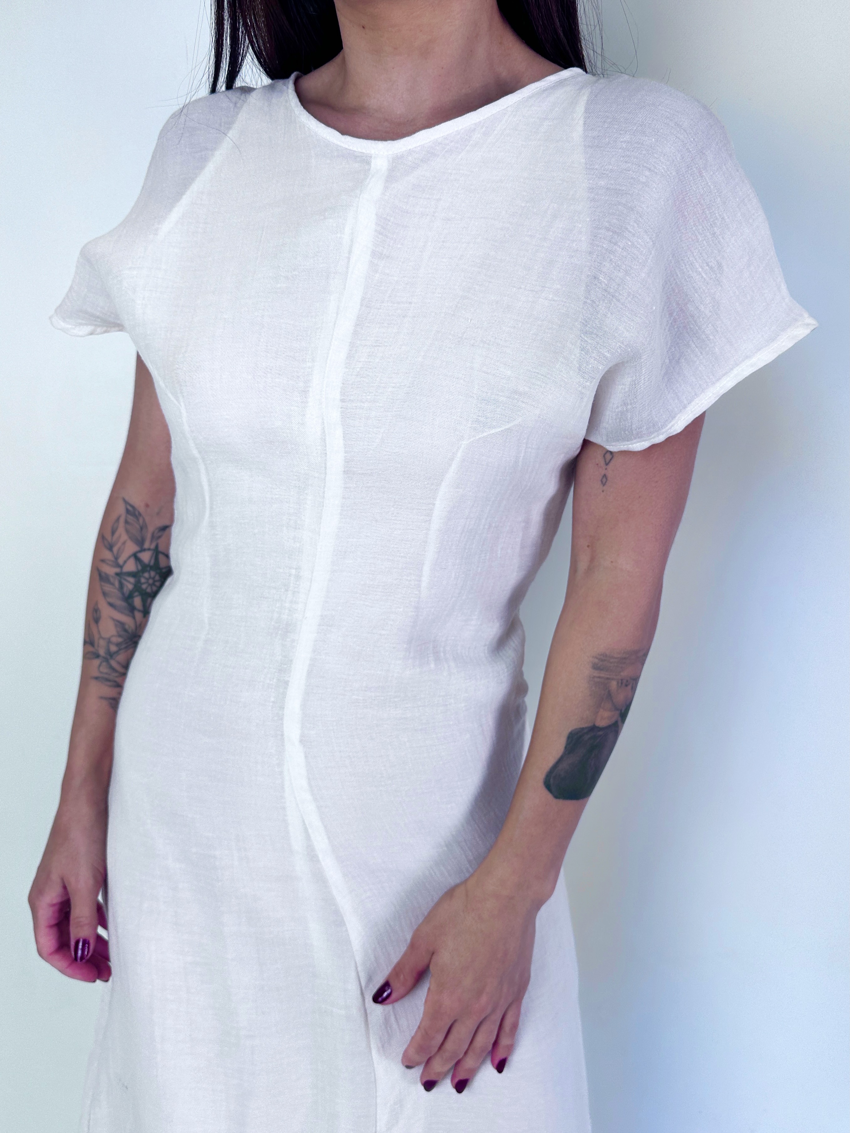 VESTIDO BLANCO I ALGODÓN-LINO BLEND I XS 2