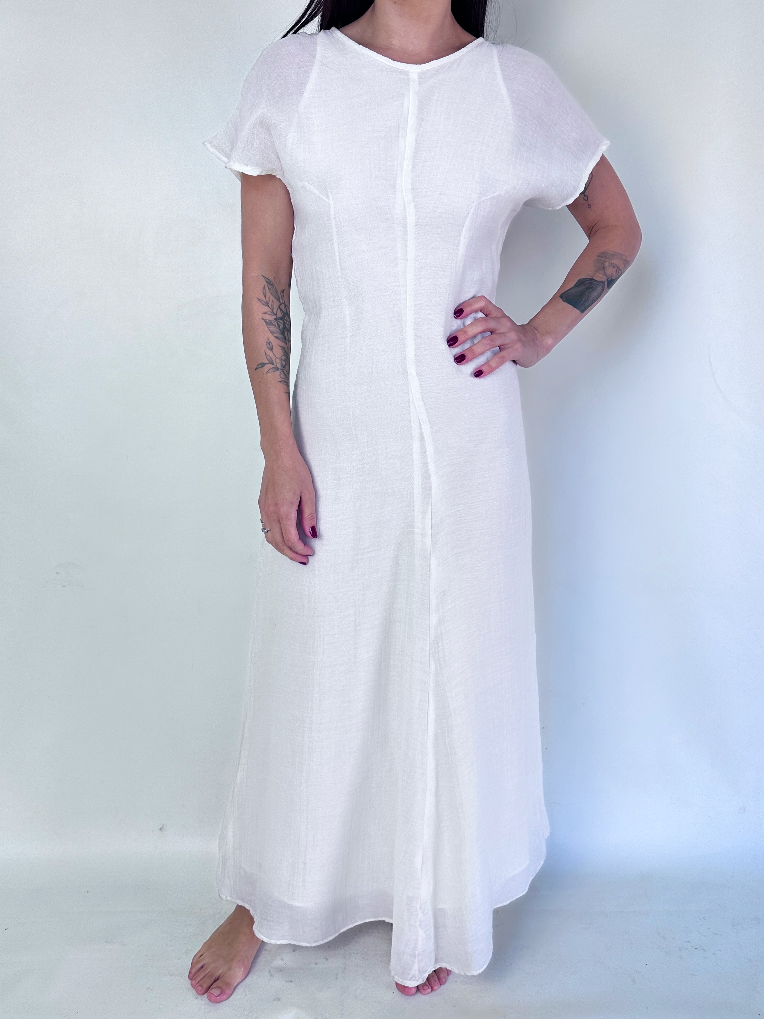 VESTIDO BLANCO I ALGODÓN-LINO BLEND I XS 7