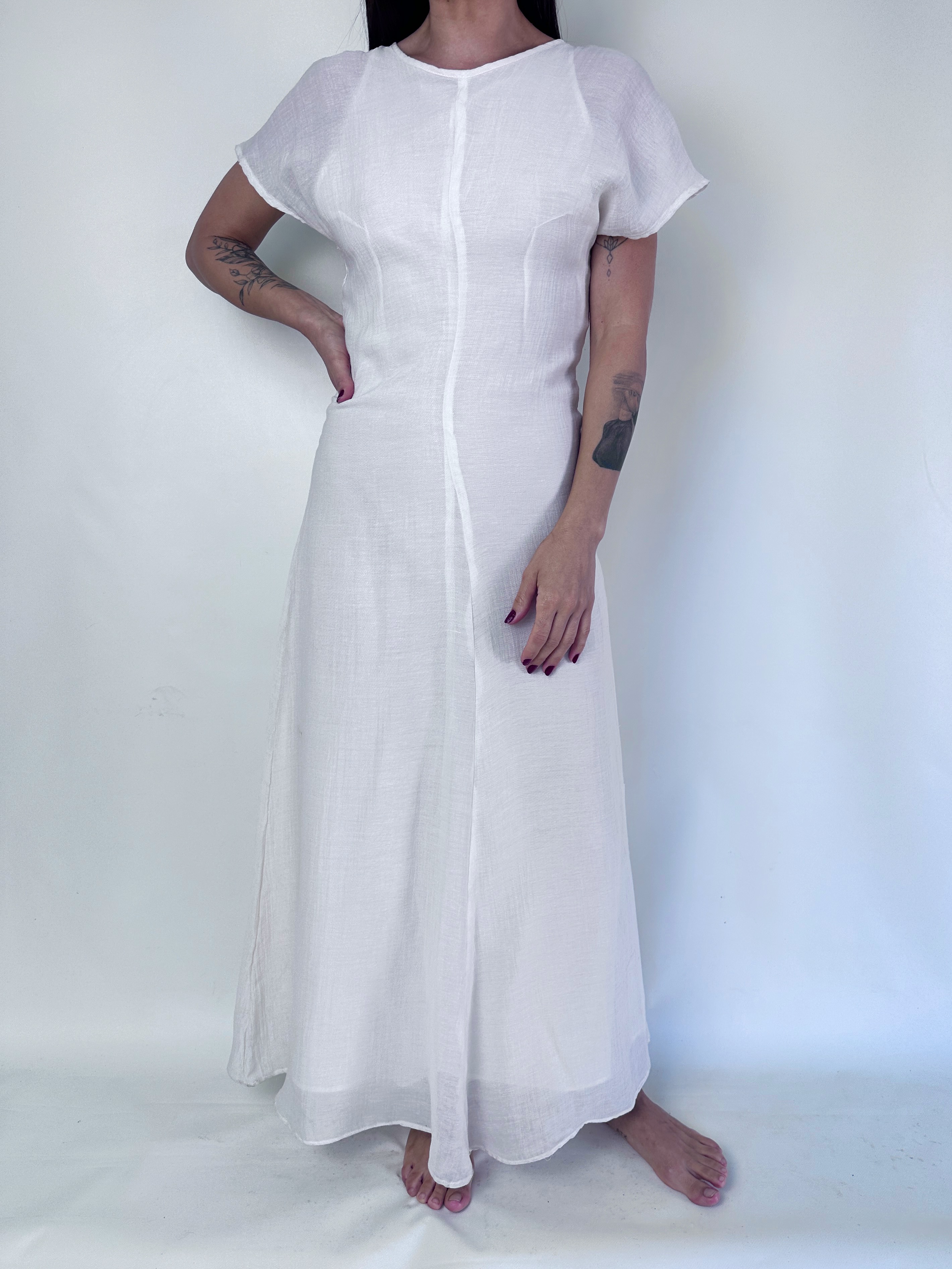 VESTIDO BLANCO I ALGODÓN-LINO BLEND I XS 1