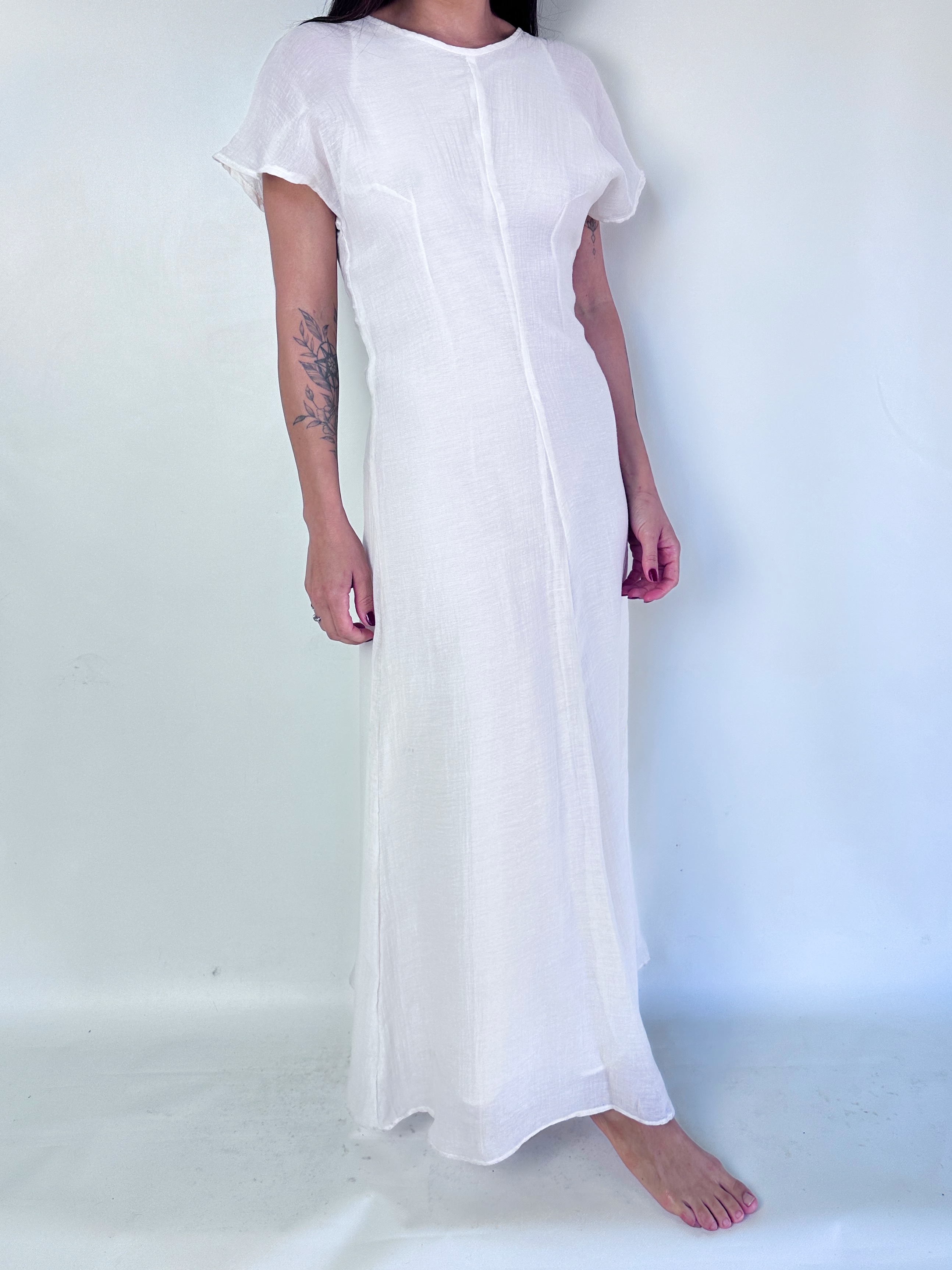 VESTIDO BLANCO I ALGODÓN-LINO BLEND I XS 4