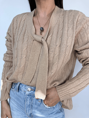 SWEATER CAQUI I LANA-ALGODÓN-ANGORA I L-XL