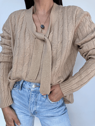 SWEATER CAQUI I LANA-ALGODÓN-ANGORA I L-XL