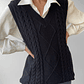 SWEATER VEST TRENZADO NEGRO | L - Miniatura 1