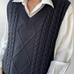 SWEATER VEST TRENZADO NEGRO | L - Miniatura 4