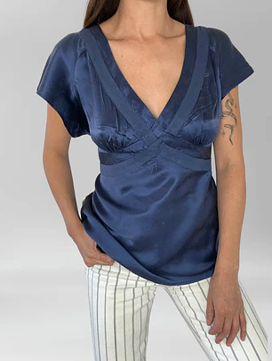 POLERA SEDA AZUL | L