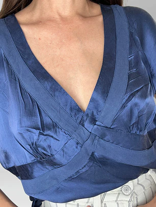 POLERA SEDA AZUL | L