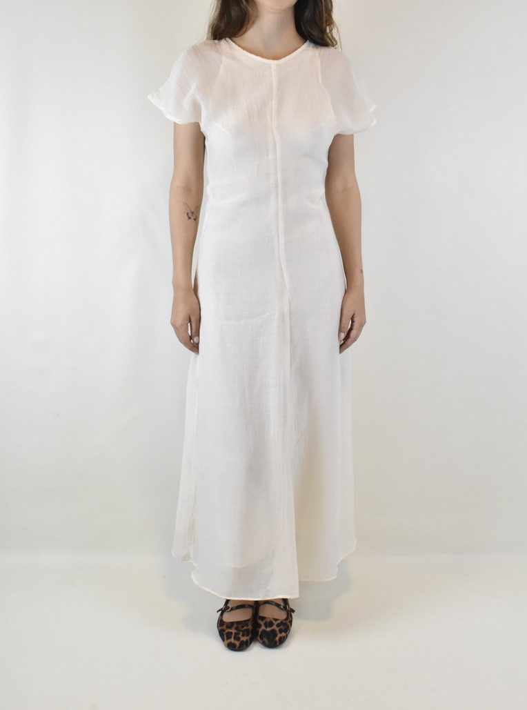 VESTIDO BLANCO I ALGODÓN-LINO BLEND I XS 2