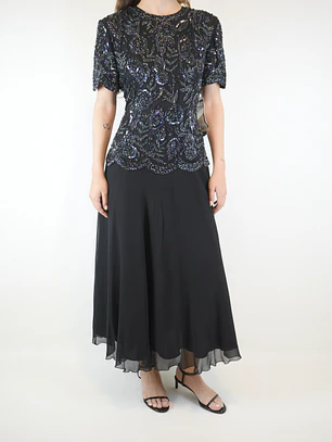 VESTIDO SEDA VINTAGE HECHO A MANO I M