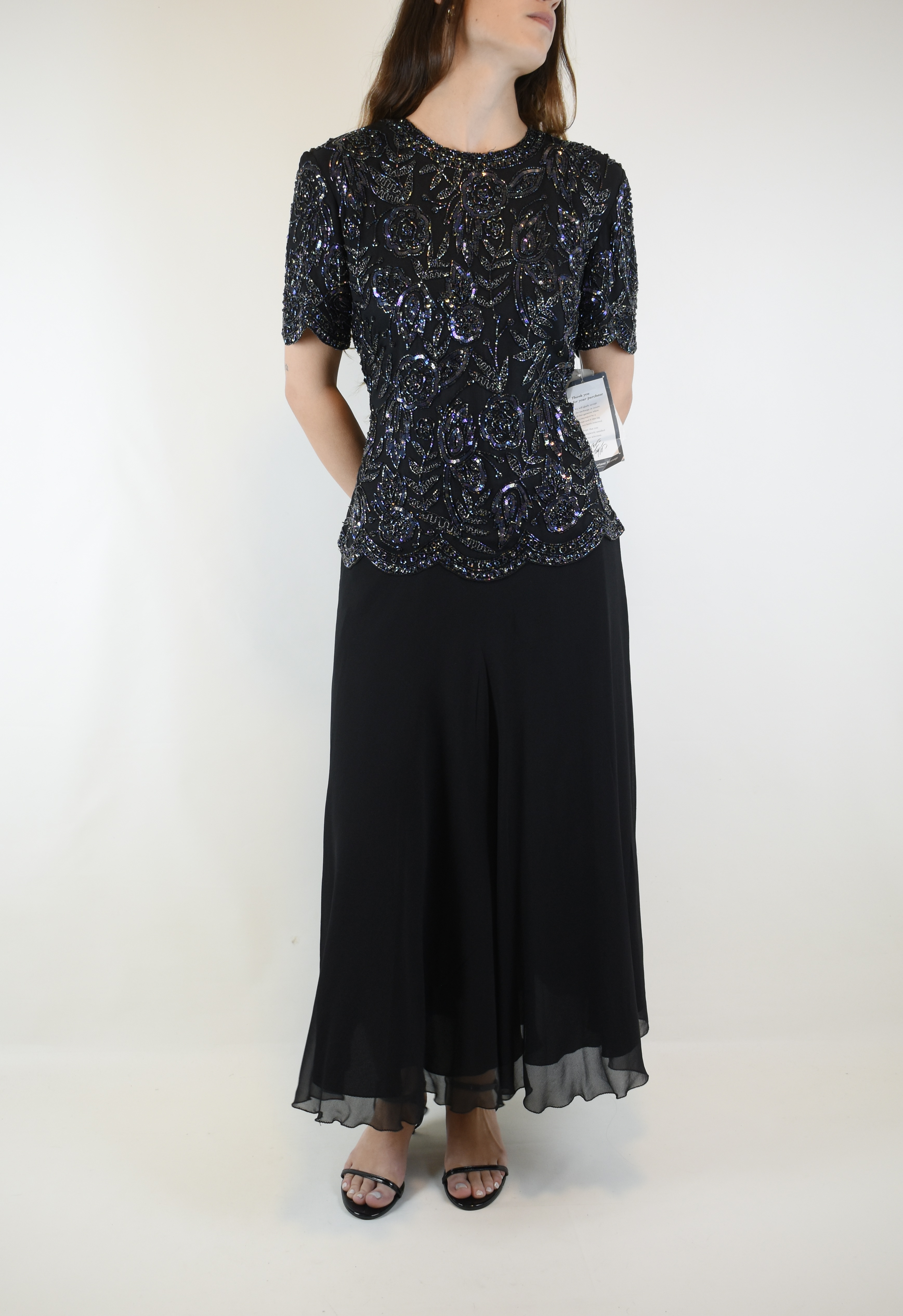 VESTIDO SEDA VINTAGE HECHO A MANO I M 3