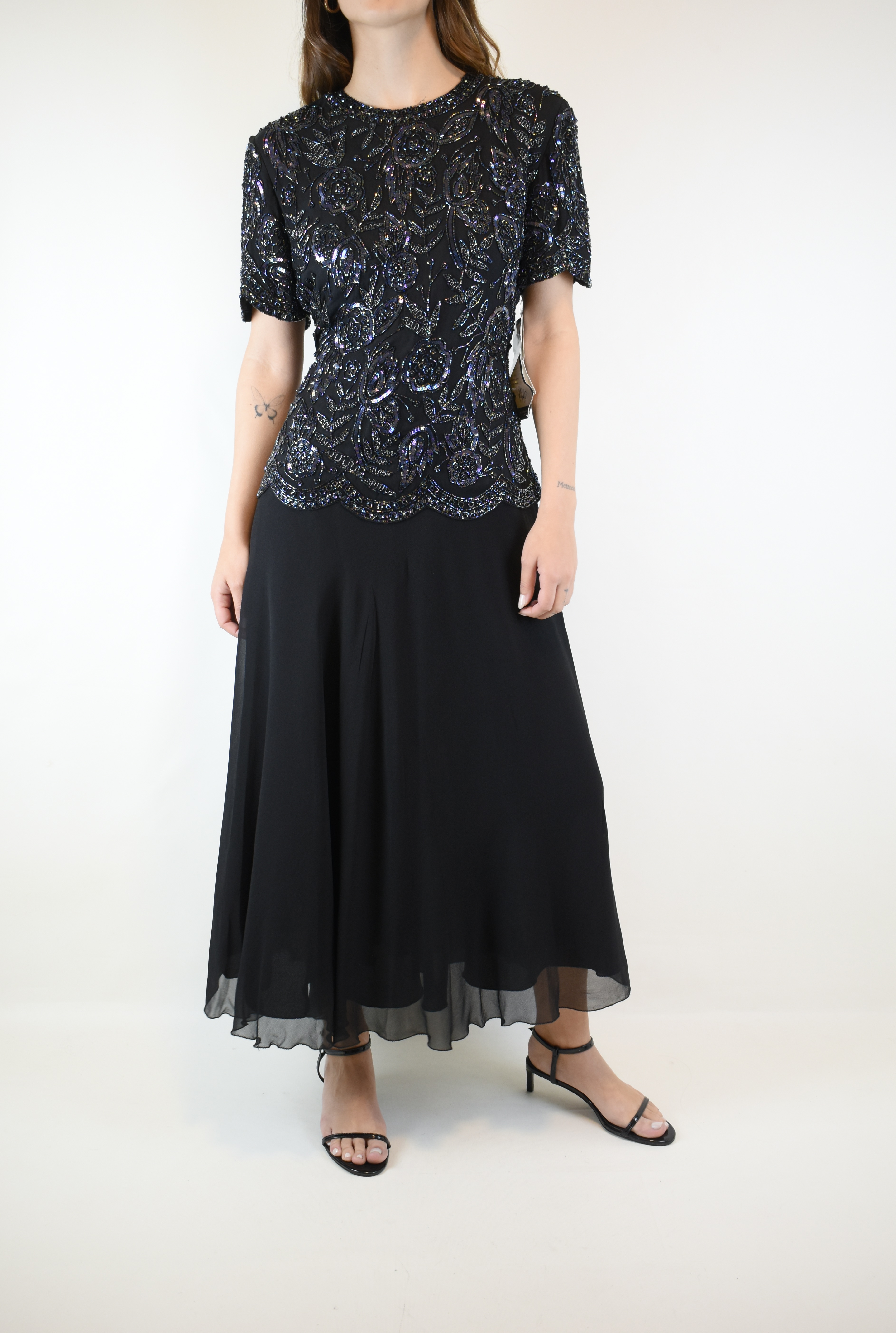 VESTIDO SEDA VINTAGE HECHO A MANO I M 4