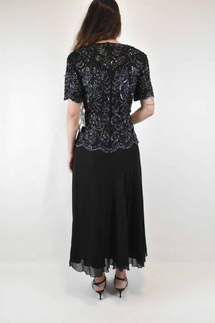 VESTIDO SEDA VINTAGE HECHO A MANO I M 12