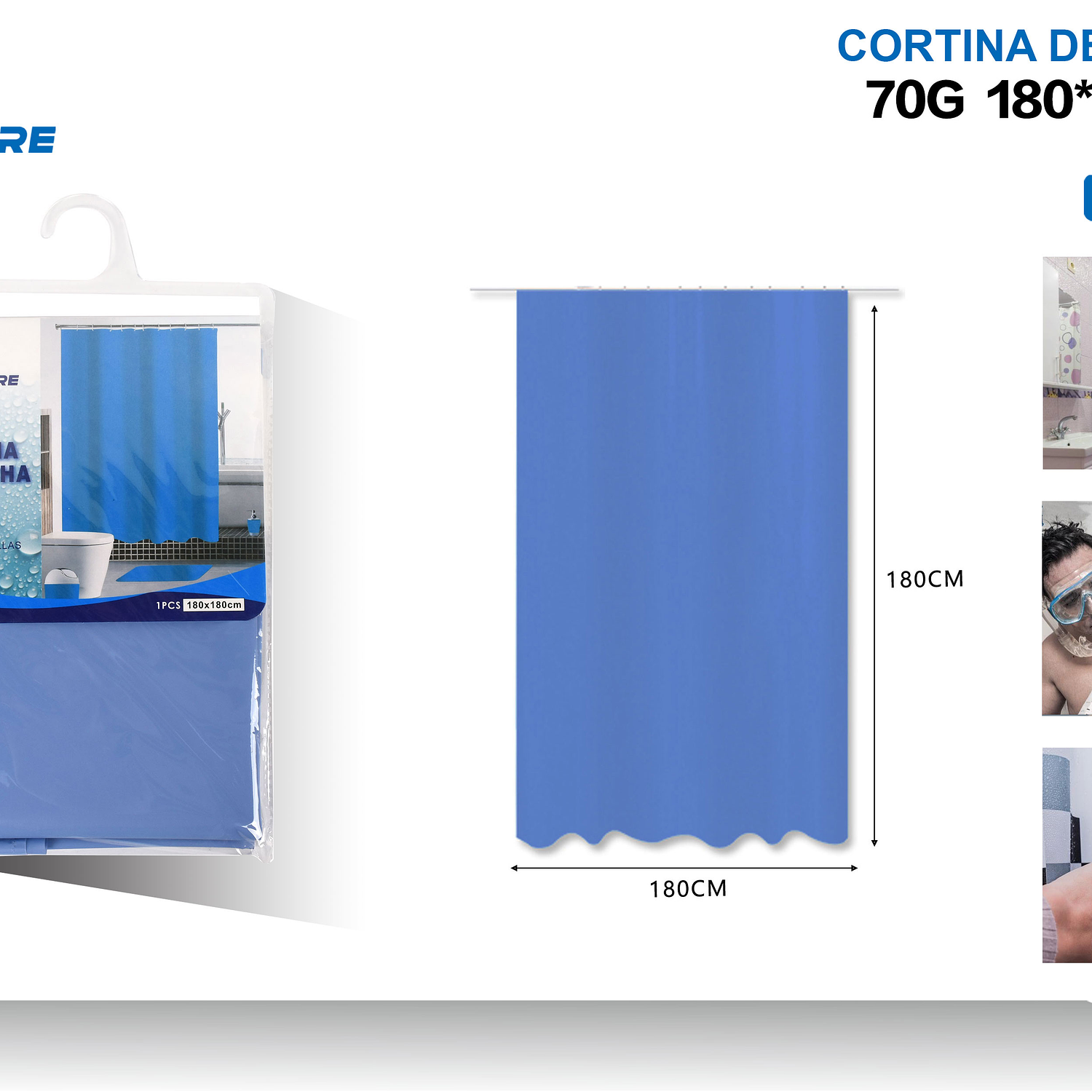 CORTINA DE DUCHA 70G 180X180CM